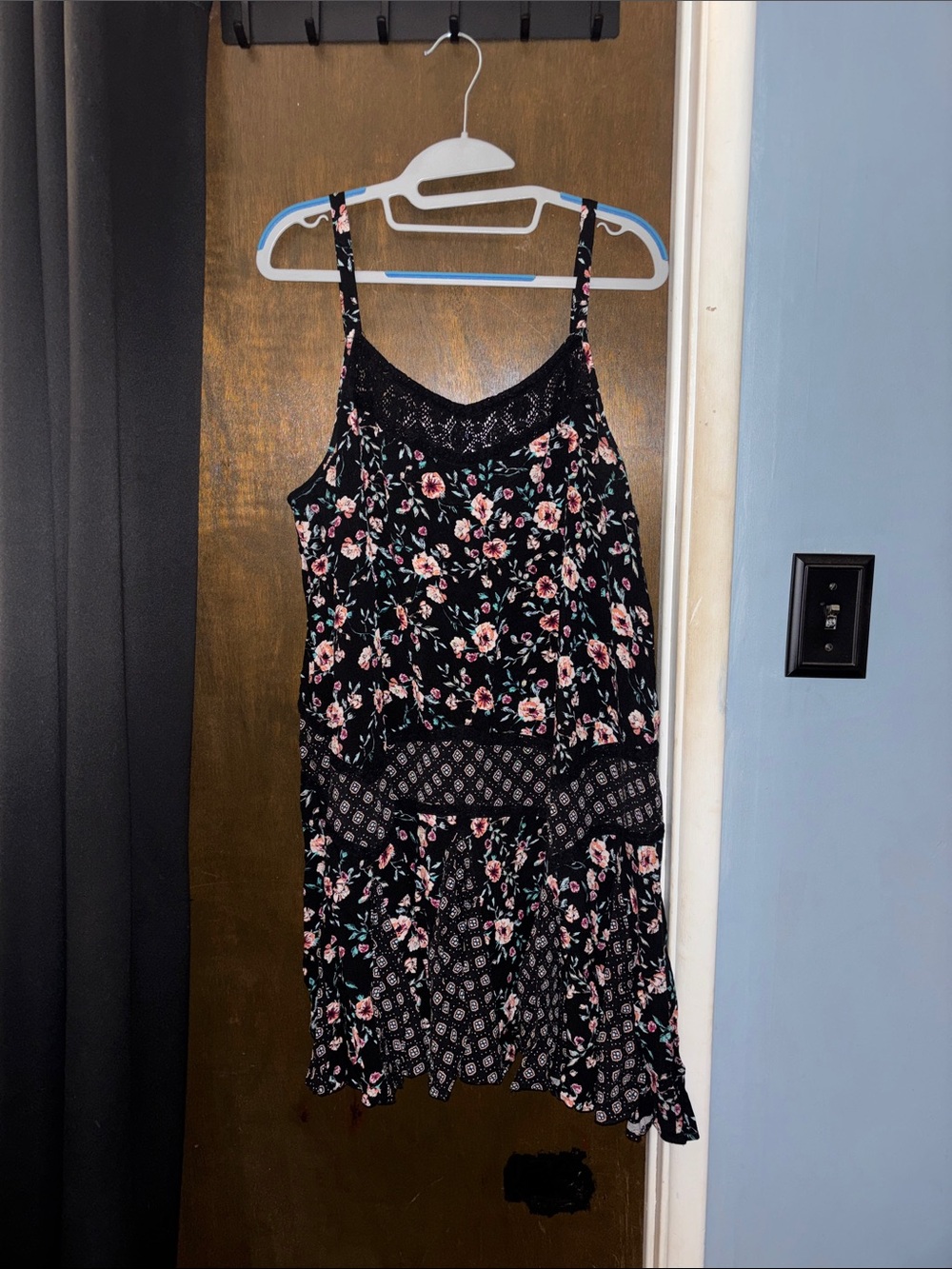 torrid Black Floral Lace-Trim Slip Dress
